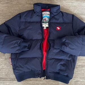 Abercrombie & Fitch Men's Navy Down Puffer Jacket XL Full Zip Winter